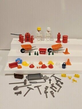 Vintage Playmobil Construction Fireman Figure Set